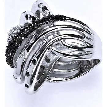 Prsten Stříbrný prsten s černými a čirými zirkony,prsten ze stříbra,váha 15,10 g