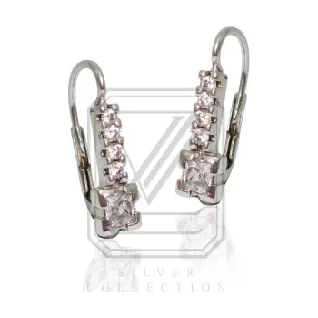 Náušnice Stříbrné náušnice se zirkony růžové a bílé barvy-VE 59