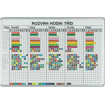 Kancelářský nábytek Rozvrhová tabule ekoTAB s týdenním rozvrhem hodin pro 26 tříd