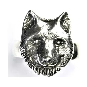 Prsten Stříbrný prsten, vlčí hlava patina, prstýnek ze stříbra, T 110