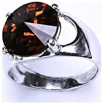 Prsten Stříbrný prsten s krystalem Swarovski Rivoli (barva Smoked topaz) T 1188