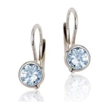 Náušnice Stříbrné náušnice se zirkony modré barvy-VE 14