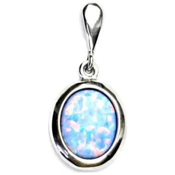 Přívěsek Stříbrný přívěsek, syntetický světle modrý opál, přívěsek s opálem, P 1453