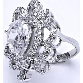 Prsten Stříbrný prsten, prsten ze stříbra, syntetický čirý zirkon, váha 10,21 g, vel.52