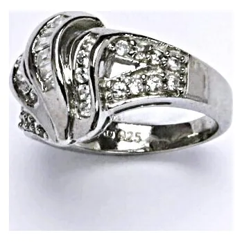 Prsten Stříbrný masivní prsten s čirými zirkony, váha 5,57 g