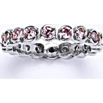Prsten Stříbrný prsten s růžovými syntetickými zirkony, šperk