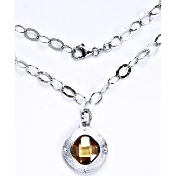 Náhrdelník Stříbrný náhrdelník se syntetickým oranžovým zirkonem, 14,24g