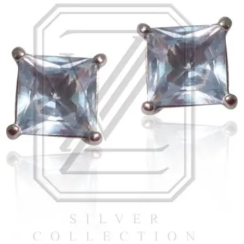 Náušnice Stříbrné náušnice na šroubek se zirkony světle modré barvy-VE 131