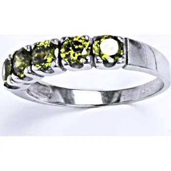 Prsten Stříbrný prsten se zirkony olivín 001052102525