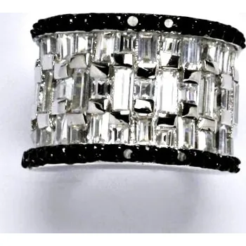 Prsten Stříbrný prsten s čirými a černými zirkony,prsten ze stříbra,váha 12,69 g