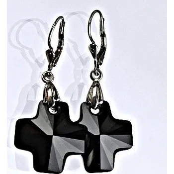 Náušnice Stříbrné náušnice se Swarovski krystaly jet,19 mm,1