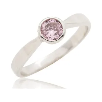 Prsten Stříbrný prsten se zirkonem růžové barvy-VR 87