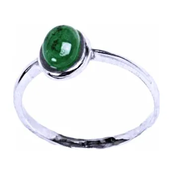 Prsten Stříbrný prsten, přírodní smaragd A- 7x5 mm, T 1354