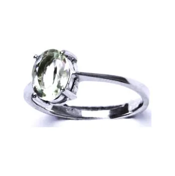 Prsten Stříbrný prsten, přírodní green ametyst,T 1245