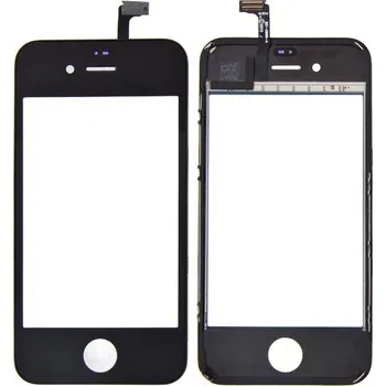Náhradní sklo s dotykovou vrstvou (touch screen digitizer) pro Apple iPhone 4S - černý rámeček - kvalita A