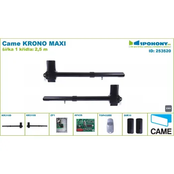 Pohony křídlové brány Came Krono Maxi, pro 2 kř. brány do 6m průjezdu, 2 páry koncových spínačů