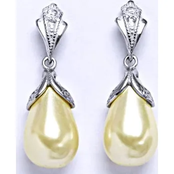 Náušnice Stříbrné náušnice s krémovou umělou perlou, NŠ 1217/10