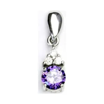 Přívěsek Stříbrný přívěsek se zirkony, čiré zirkony, zirkon v barvě ametystu, VP 126