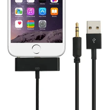 Datový kabel Synchronizační, nabíjecí a 3,5 mm AUX audio propojovací kabel pro Apple iPhone 6 Plus / 6S Plus - černý - 1m
