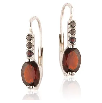 Náušnice Stříbrné náušnice s granáty-VE9