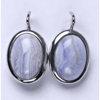 Náušnice Stříbrné náušnice, přírodní chalcedon, náušnice ze stříbra NK 1454