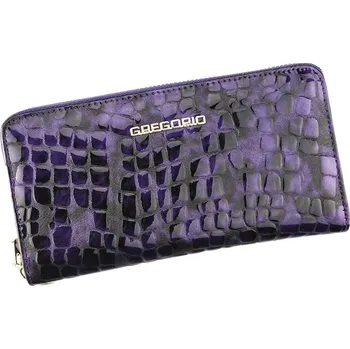 Peněženka Lesklá celozipová kožená fialová peněženka Gregorio FS-119
