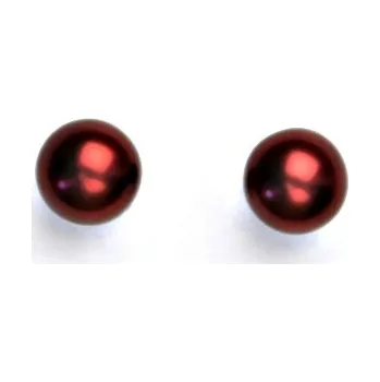 Náušnice Stříbrné náušnice, synt. perla 8 mm , perlové náušnice, NŠ 1356 vínová