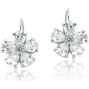 Náušnice Stříbrné naušnice s velkými zirkony bílé barvy-VE 105