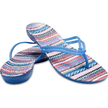 Dámské žabky Crocs Isabella Graphic Flip W9 blue jean/geo