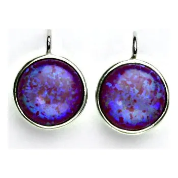 Náušnice Stříbrné náušnice, syntetický opál fialový, náušnice s opálem, NK 1372