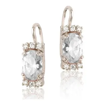 Náušnice Stříbrné náušnice se zirkony bílé barvy-VE 23