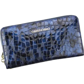 Peněženka Lesklá celozipová kožená modrá peněženka Gregorio FS-119