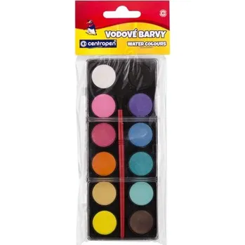 Vodová barva Barvy vodové Centropen, 22 mm, 12 barev + štětec