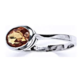 Prsten Stříbrný prsten s oranžovým oválným syntetickým zirkonem, šperk
