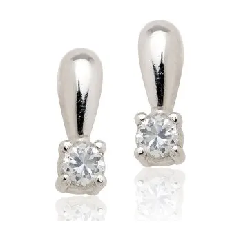 Náušnice Stříbrné náušnice na šroubek se zirkony bílé barvy-VE 82