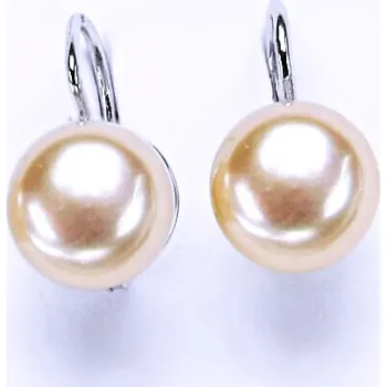 Náušnice Stříbrné šperky, náušnice na patent(přírodní lososová perla 10 mm)NK 1298
