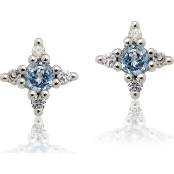 Náušnice Stříbrné náušnice se šroubkem-světle modré a bílé zirkony-VE 60