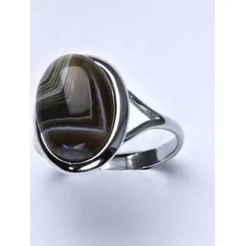 Prsten Stříbrný prsten, přírodní achát, POSLEDNÍ KUSY, T 1454