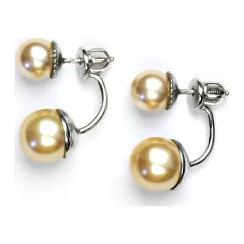 Náušnice Oboustranné stříbrné náušnice, meruňkové umělé perly, NŠ 1356/1513