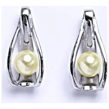 Náušnice Stříbrné náušnice s bílou umělou perlou 6 mm, NŠ 1214