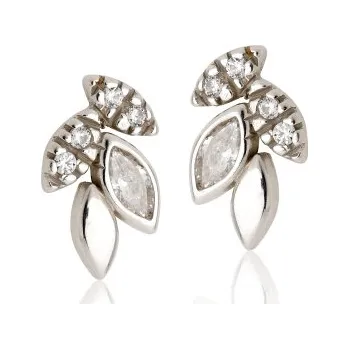 Náušnice Stříbrné náušnice na šroubek se zirkony bílé barvy VE 87