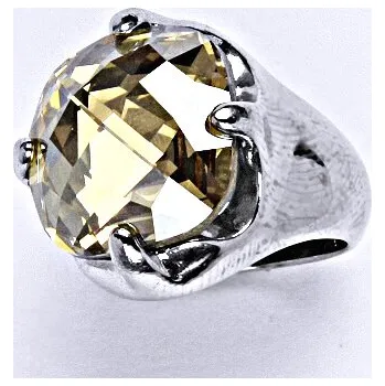 Prsten Stříbrný prsten se Swarovski golden shaddow krystalem 16 x 16 mm, velikosti jen 49 až 58 T 1459