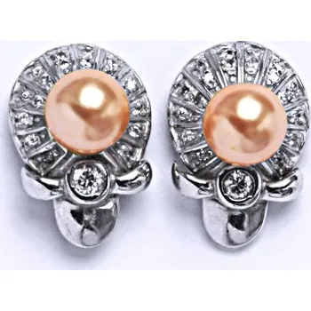 Náušnice Stříbrné náušnice s lososovou umělou perlou 8 mm, NŠ 1189