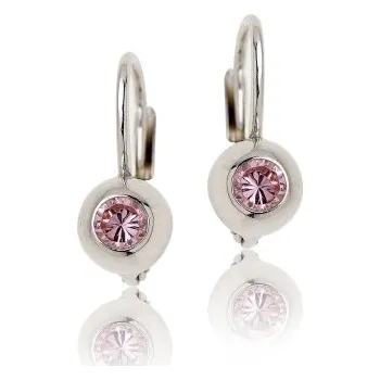 Náušnice Stříbrné náušnice se zirkony růžové barvy-VE 147