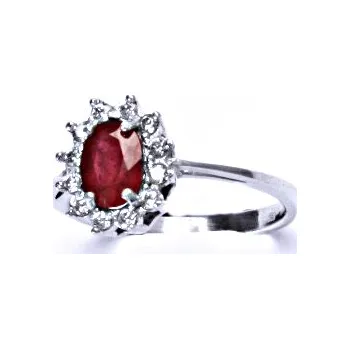 Prsten Stříbrný prsten Kate, přírodní rubín, čiré zirkony, T 1480