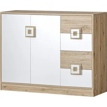 přebalovací pult a komoda Casarredo Komoda široká NIKO 8 dub jasný/bílá