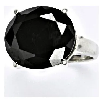 Prsten Stříbrný prsten s čirými černými zirkony, prsten ze stříbra, 11,24 g vel. 58