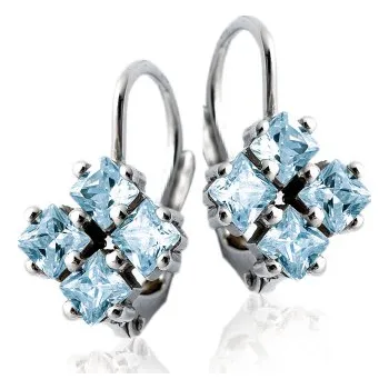 Náušnice Stříbrné náušnice se zirkony světle modré barvy-VE2