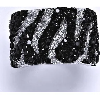 Prsten Stříbrný prsten s čirými a černými zirkony,prsten ze stříbra,váha 11,04 g