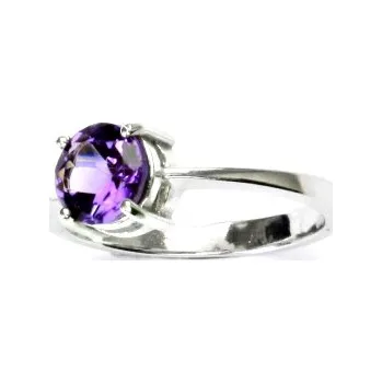 Prsten Stříbrný prsten, přírodní tmavý ametyst, prstýnek s ametystem, T 1252